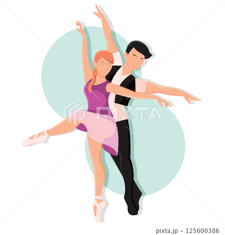 Ballet couple in motion. Vector 125600386