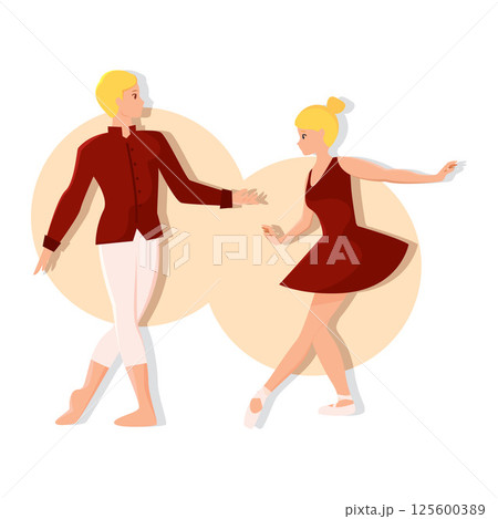 Ballet couple in motion. Vector 125600389