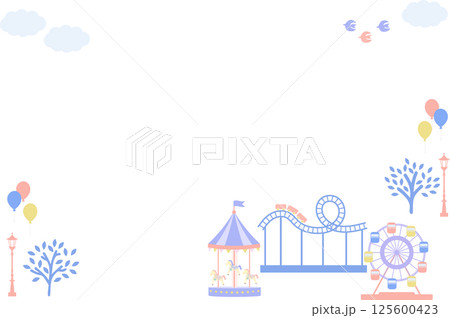 可愛い遊園地の背景イラストフレーム素材 125600423
