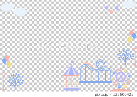 可愛い遊園地の背景イラストフレーム素材 125600423