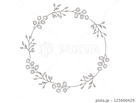 手描きのおしゃれなボタニカルフレーム 125600429