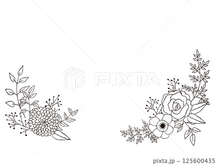 手描きのおしゃれなボタニカルフレーム 手描きのおしゃれなボタニカルフレーム 125600435