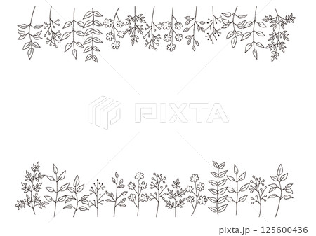 手描きのおしゃれなボタニカルフレーム 125600436