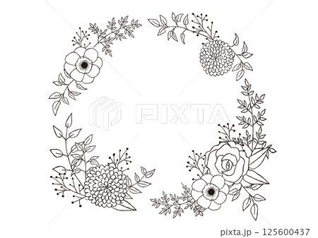 手描きのおしゃれなボタニカルフレーム 125600437