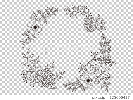 手描きのおしゃれなボタニカルフレーム 125600437