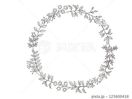 手描きのおしゃれなボタニカルフレーム 125600438