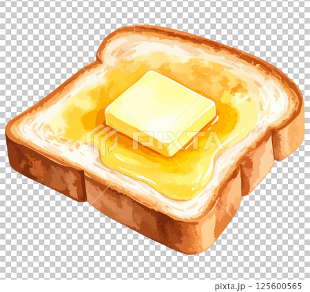 塗黃油和蜂蜜的吐司水彩插圖 - AI 生成 125600565