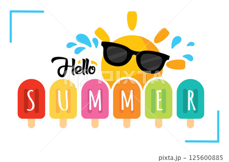Hello summer with popsicles. Vector Hello summer with popsicles. Vector 125600885