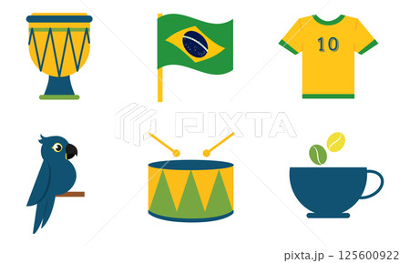 Brazil national icon collection. Vector 125600922