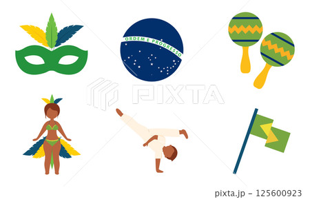 Traditional Brazil symbol icons. Vector 125600923