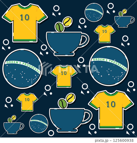 Brazil pride shirts and coffee. Vector 125600938