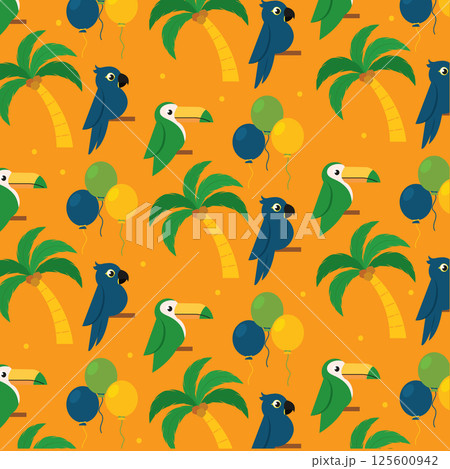 Parrots palm and balloons mix. Vector Parrots palm and balloons mix. Vector 125600942