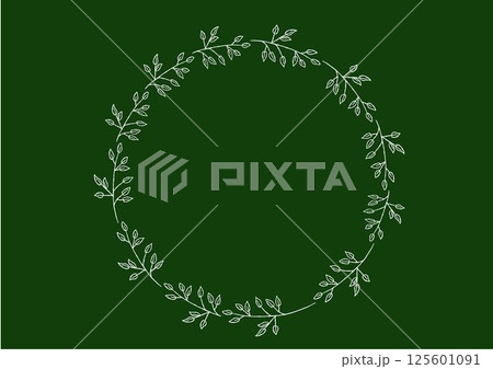 黒板にチョークで描いたおしゃれなボタニカルフレーム 黒板にチョークで描いたおしゃれなボタニカルフレーム 125601091