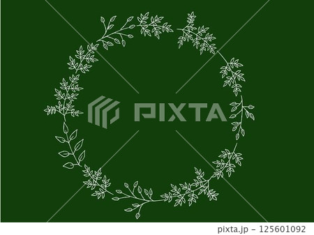 黒板にチョークで描いたおしゃれなボタニカルフレーム 黒板にチョークで描いたおしゃれなボタニカルフレーム 125601092