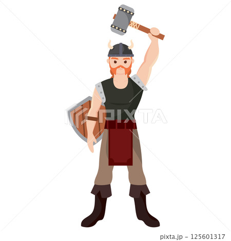 Viking warrior with helmet. Vector 125601317