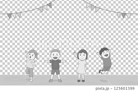 Monochrome frame of happy children 125601399