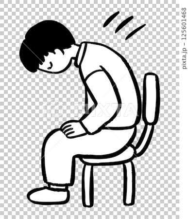 椅子に座ってお辞儀をする男性のイラスト 125601468