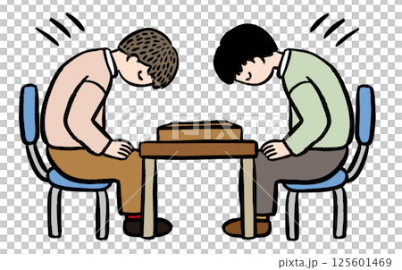 Illustration of a man bowing before and after a shogi game Illustration of a man bowing before and after a shogi game 125601469