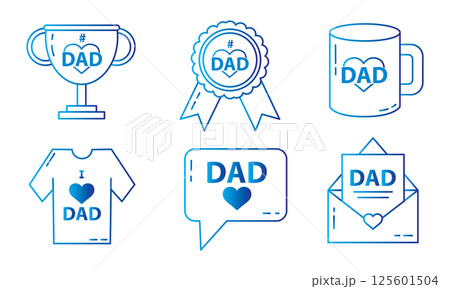 Dad icons trophy shirt mail. Vector Dad icons trophy shirt mail. Vector 125601504
