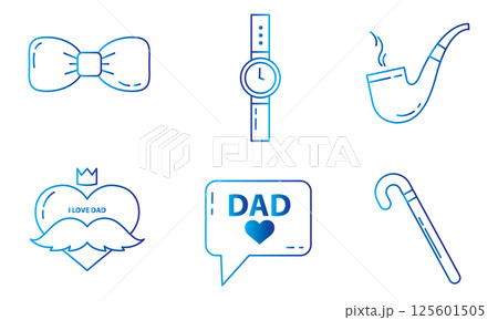 Bowtie cane heart dad pack. Vector Bowtie cane heart dad pack. Vector 125601505