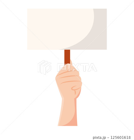 Hand holding protest sign. Vector 125601618