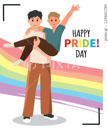 Pride couple lifting gesture. Vector 125601784