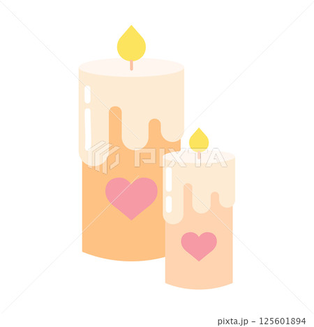 Romantic heart candles. Vector 125601894