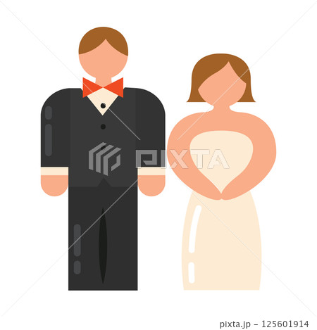 Wedding couple standing. Vector 125601914