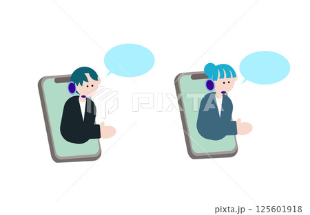 スマホで会話をするオペレーター 125601918