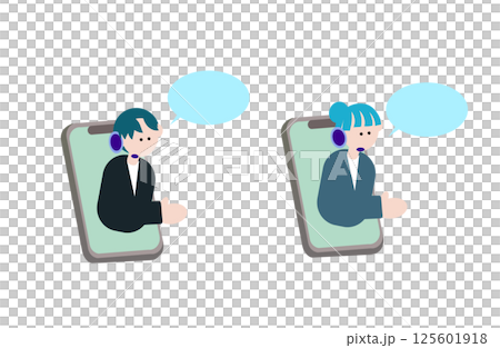 スマホで会話をするオペレーター 125601918