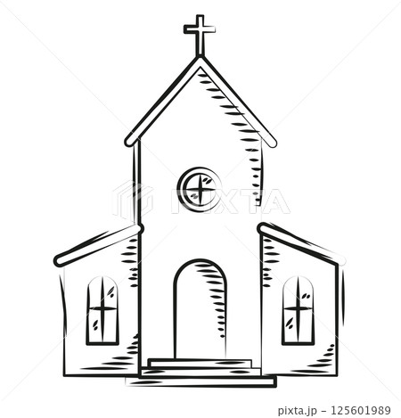 Hand drawn wedding church. Vector 125601989