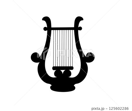 シンプルな竪琴のシルエットイラスト 125602286