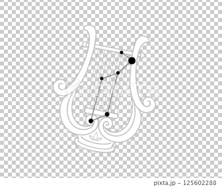 琴座のモノクロ線画イラスト 125602288