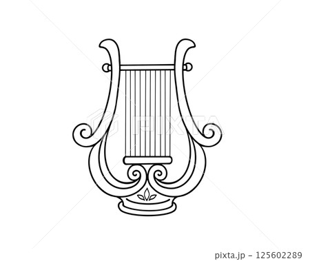 竪琴のシンプルな線画イラスト 125602289