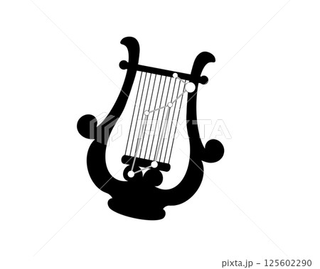 琴座のモノクロシルエットイラスト 125602290