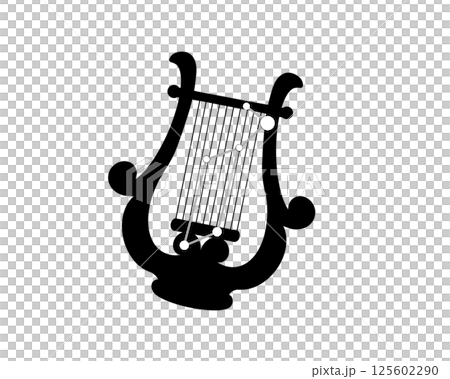 琴座のモノクロシルエットイラスト 125602290