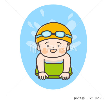 ビート板を使ってバタ足を練習する子どものイラスト ビート板を使ってバタ足を練習する子どものイラスト 125602335