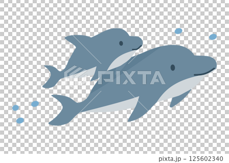 父母與孩子海豚的簡單插圖 125602340