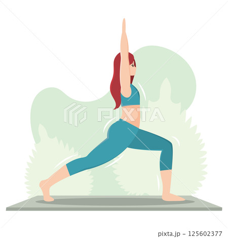 Lunge pose yoga stretch. Vector Lunge pose yoga stretch. Vector 125602377