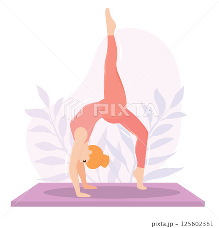 Handstand yoga balance pose. Vector 125602381