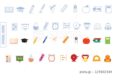 Flat and outline school icons. Vector Flat and outline school icons. Vector 125602384