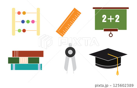 Flat and outline school icons. Vector 125602389