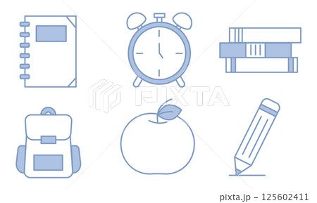 Flat and outline school icons. Vector 125602411