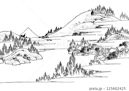 相州箱根湖水 線画 相州箱根湖水 線画 125602425
