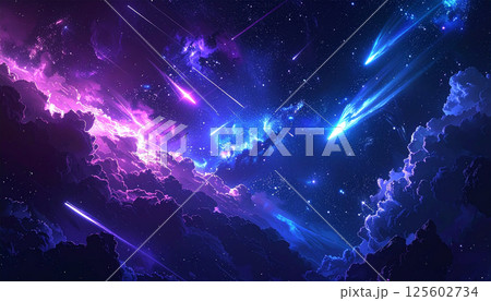 幻想的な流星群のイラスト背景 125602734