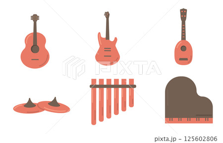 Flat musical instruments icons. Vector 125602806