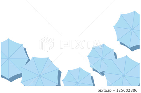 水色の傘の俯瞰イラスト背景素材 125602886