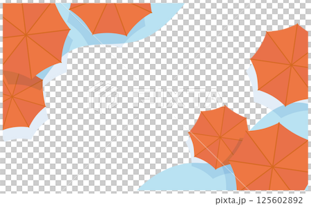 赤い傘の背景フレームイラスト素材 125602892