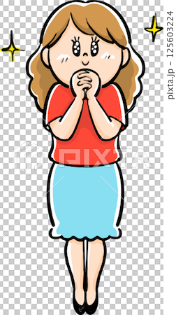 Illustration of a woman gazing with sparkling eyes 125603224