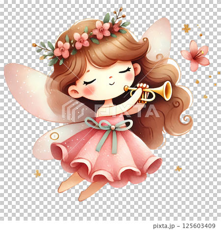 fairy playing trumpet  125603409